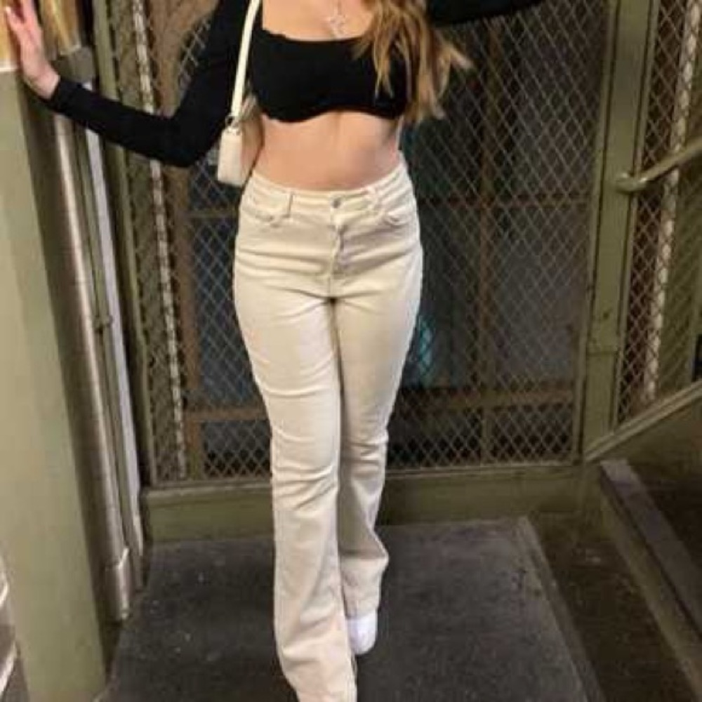 Zara Cream Boot Cut Jeans
